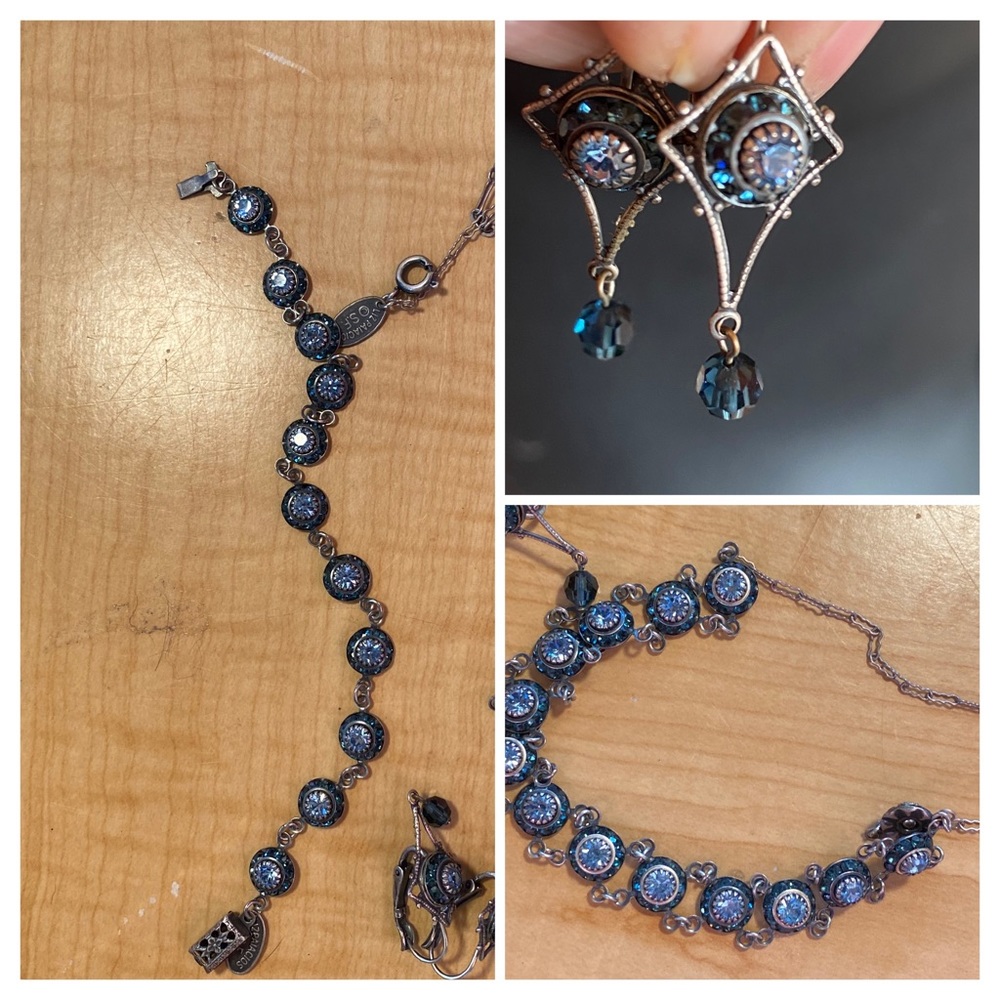 Liz Palacios 3-piece set Necklace, bracelet earrings Genuine Swarovski Crystals.